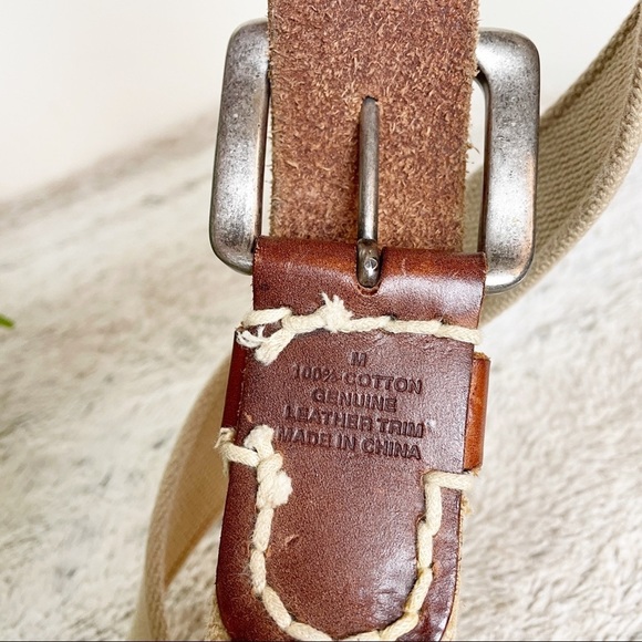 Leather and Fabric Belt tan and brown M/L 34 - Picture 6 of 8